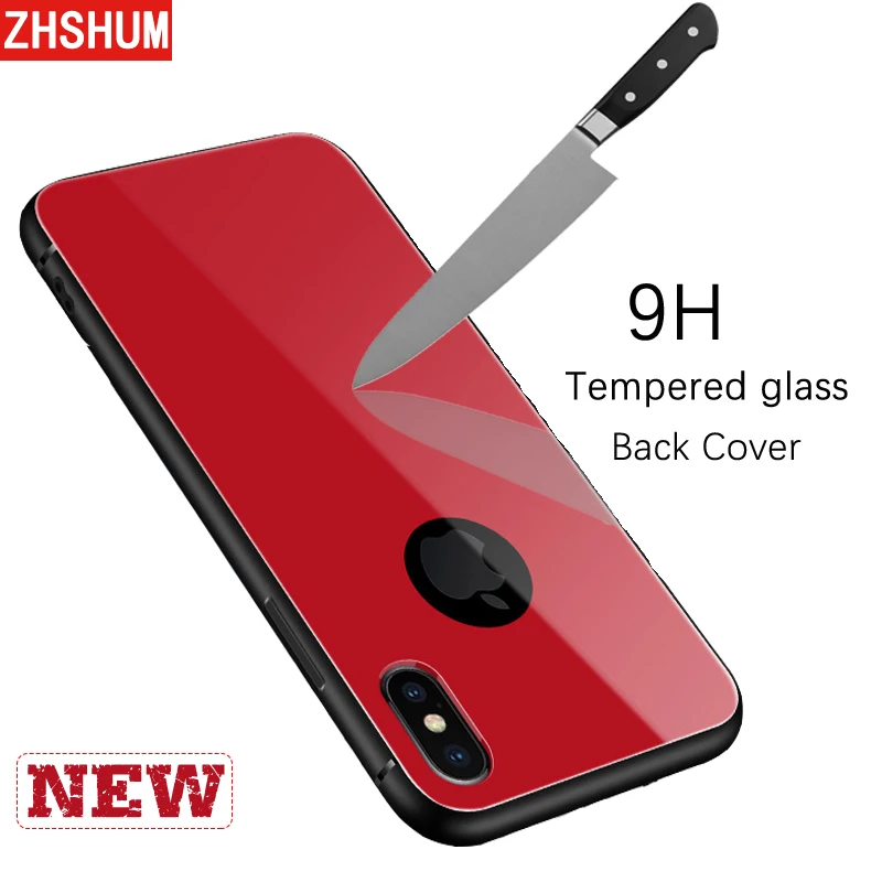 Чехол из закаленного стекла для IPhone X 8 7 6 6s Силиконовый ТПУ Роскошный Стеклянный