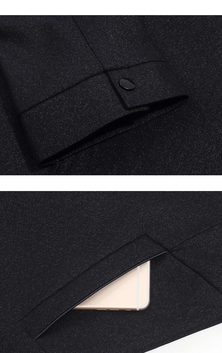 WAEOLSA Father Black Jacket Wool Blends Basic Coat Man Turn Down Collar Jacket Aged Men Casual Coat Woollen Outerwear Grandpa  (5)