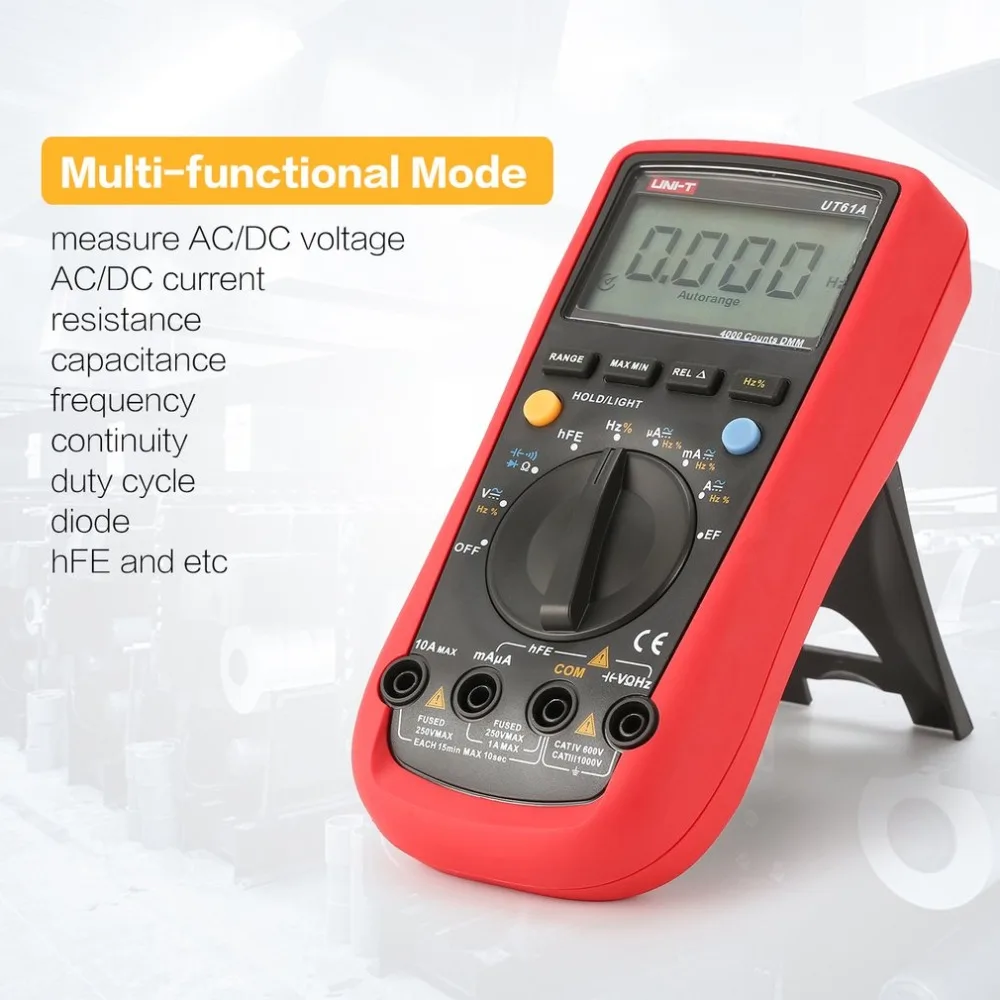 

UNI-T UT61A/B/C/D/E Counts Digital Multimeter with Auto Range DC/AC Voltage Current Ohm Capacitance Diode True RMS