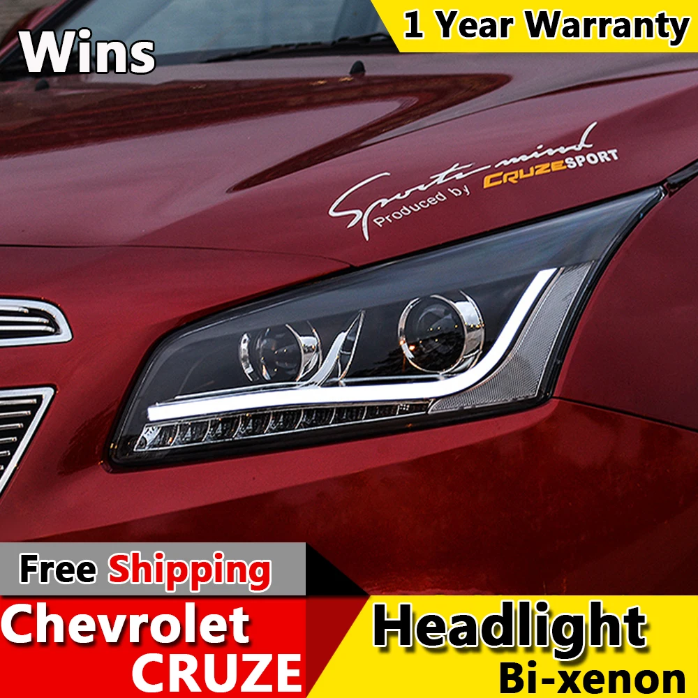 

Wins lights for Chevrolet Cruze Headlights Cruze LED Headlight DRL Lens Double Beam H7 HID Xenon Car LED Light