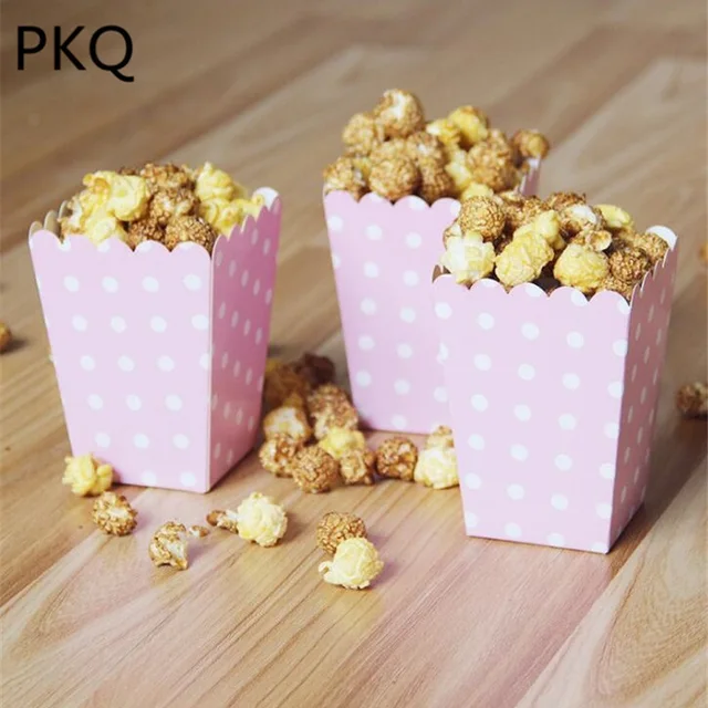 12 Pcs/Lot Paper Popcorn Boxes Party Favor Candy Box Snack Gifts Bags Decoration