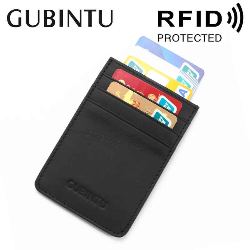 

Fashion Business Card Holders For Men Genuine Leather Men Wallets RFID Protected Simple Mini Wallet