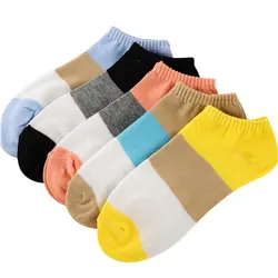 1 пара Для женщин полоса шить носки-лодочки хлопок Повседневное мода носок удобно креативные носки оптовая продажа один размер D0224