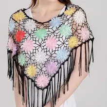 10 шт. летняя Милая вязанная ажурная Женская модная рубашка ручной работы с кружевным шалевым воротником и рукавами летучая мышь