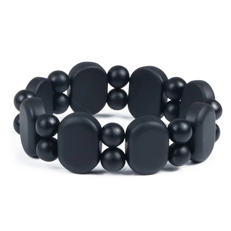 Natural Black Stone Bracelet For Men&Women Real Bianshi Health Care Massage Bracelet Benefits Weight Loss obsidian bracelet