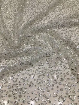 

New design Lace Fabric with glued glitter BZL-19.11810 French Embroidered lace fabric for party dress