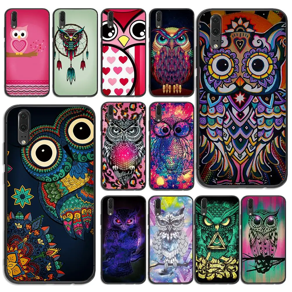 

An art owl stands on the tree in color soft phone For huawei Honor 6A 7A 3GB Pro 7X 8X 8C 10 Lite Note 10 Back Cover case