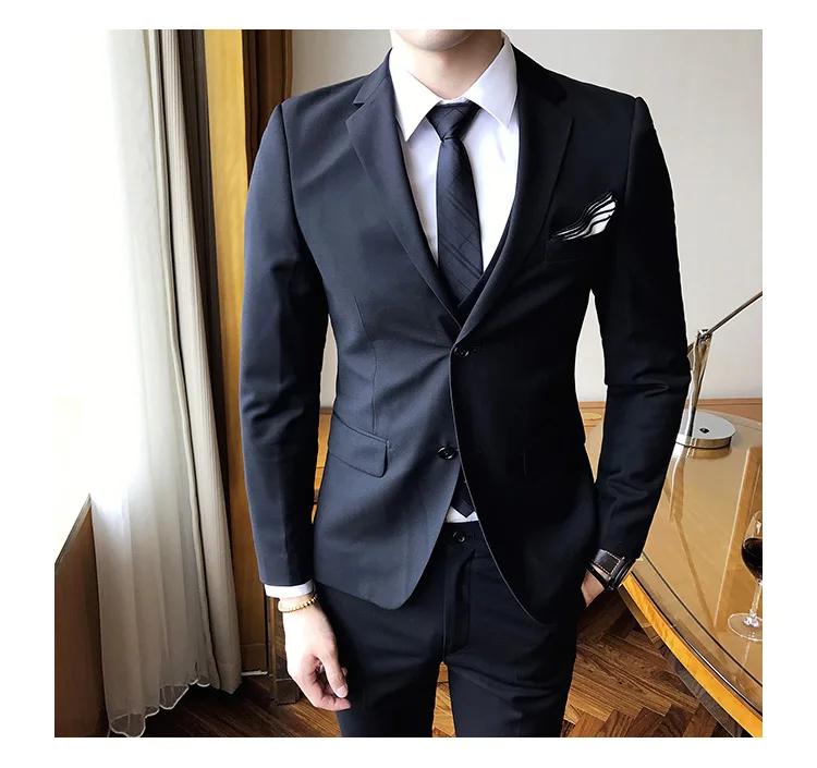 slim fit male 3 piece suits wedding dress Men's Business Casual jacket Wedding Prom Dinner Gown Wear Suits Groomsman tuxedos