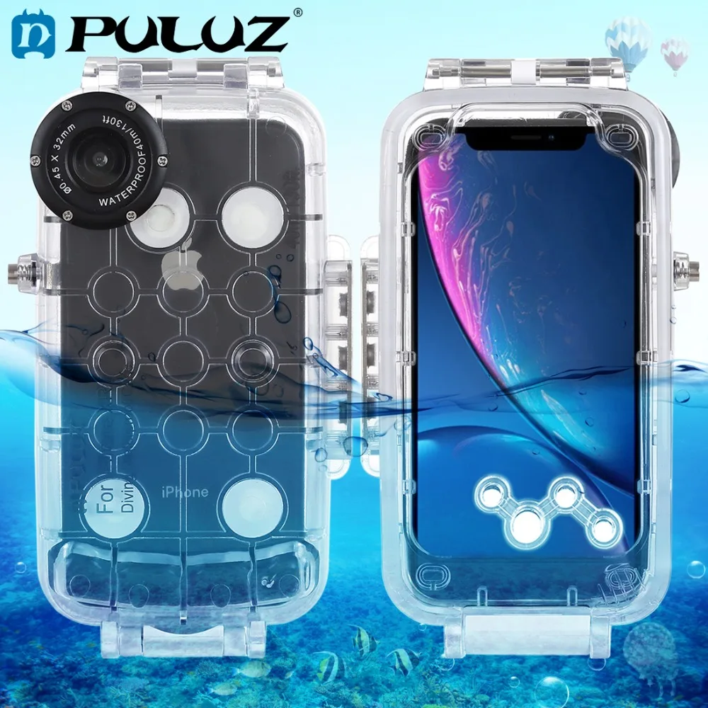 

PULUZ For iPhone XS Max/XR/XS Underwater Housing 40m/130ft Diving Phone Protective Case Surfing Swimming Snorkeling Photo Video