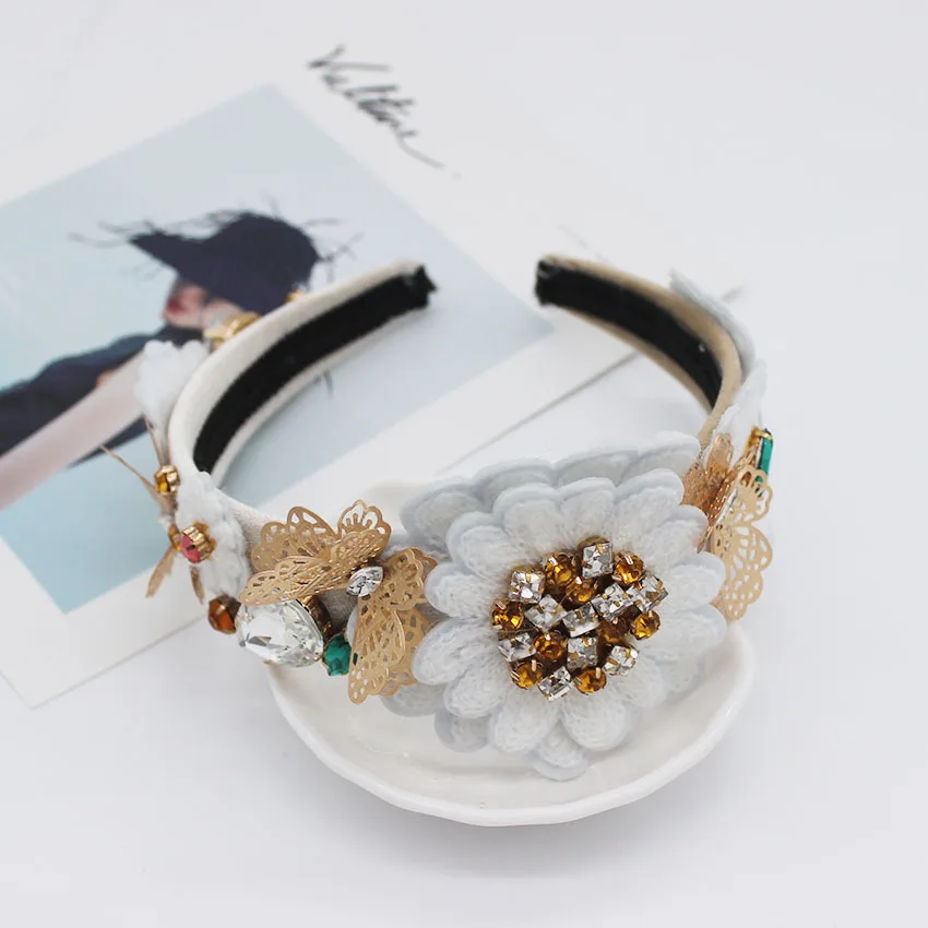 

New Baroque Headband Catwalk Sunflower Flower Butterfly Travel Headband Party Fashion Hair Accessories 996