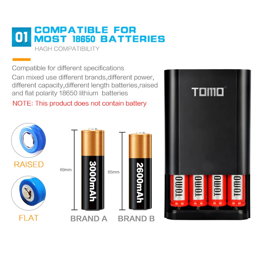 TOMO M4 4*18650 зарядное устройство DIY power Bank 5V 1A/2A USB зарядное устройство с интеллектуальным ЖК-дисплеем для iPhone X samsung S8 Note 8