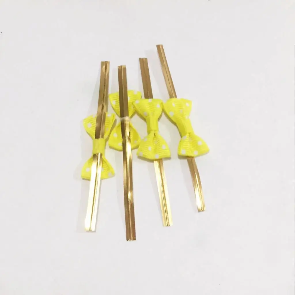 100pcs Cute Colored Bow Metallic Twist Tie For Bakery Candy Cello Bags Gifts DIY Card Making Art craft Projects Party Supplies