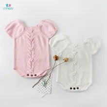 Боди для малышей; хлопковый трикотажный однотонный комбинезон с треугольным вырезом для новорожденных; милый комбинезон с пышными рукавами; одежда для маленьких девочек