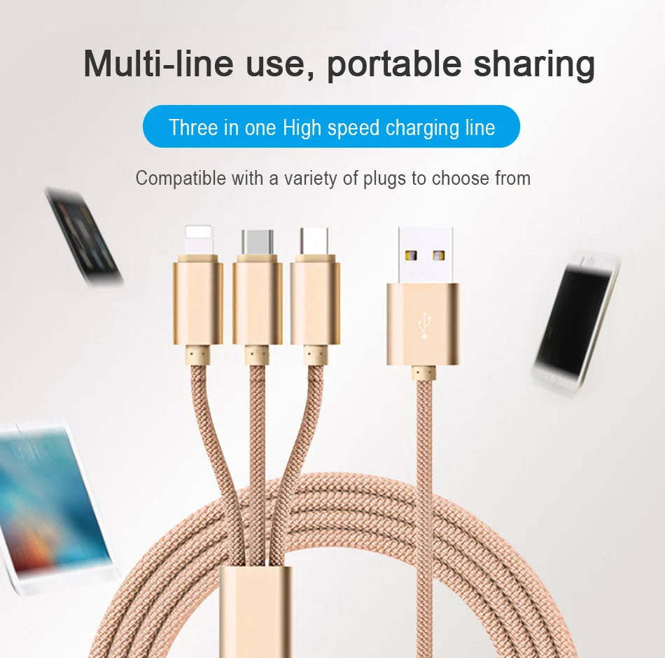 NOHON 3 in 1 USB Cable for iPhone X 8 7 6s Plus Cable Micro USB Type C Cable for Samsung S9 S8 Fast Charging Cable Charger Cord (1)