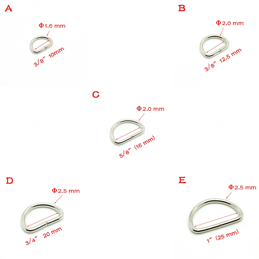 10 шт./упак. кольцо в виде буквы D металлическое кольцо металлическая застежка-пряжка на ремешке кожаный ремень оборудования бюстгальтер крюка посылка аксессуары лямки 10 мм-25 мм