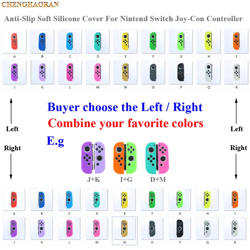 

Left Right Rubber Silicone Cover Case Protective Cover Skin For Nintend Switch Joy-Con NS NX Controller