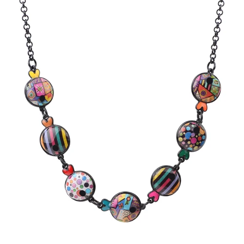 WEVENI массивное длинное эмалированное металлическое круглое ожерелье-чокер с рыбками, подвеска на цепочке, ошейник с океанскими животными, ювелирные изделия, аксессуары для девочек - Окраска металла: Multicolor