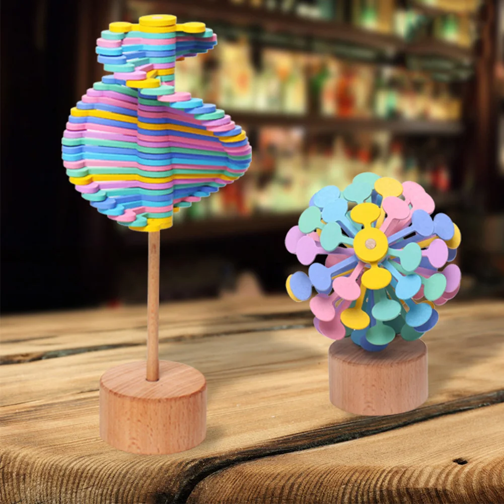 

Magic Spin Kids Wooden DIY Fun Decompression Toy Gift Lollipop Look Rotating Office Artwork Colorful Durable Roll