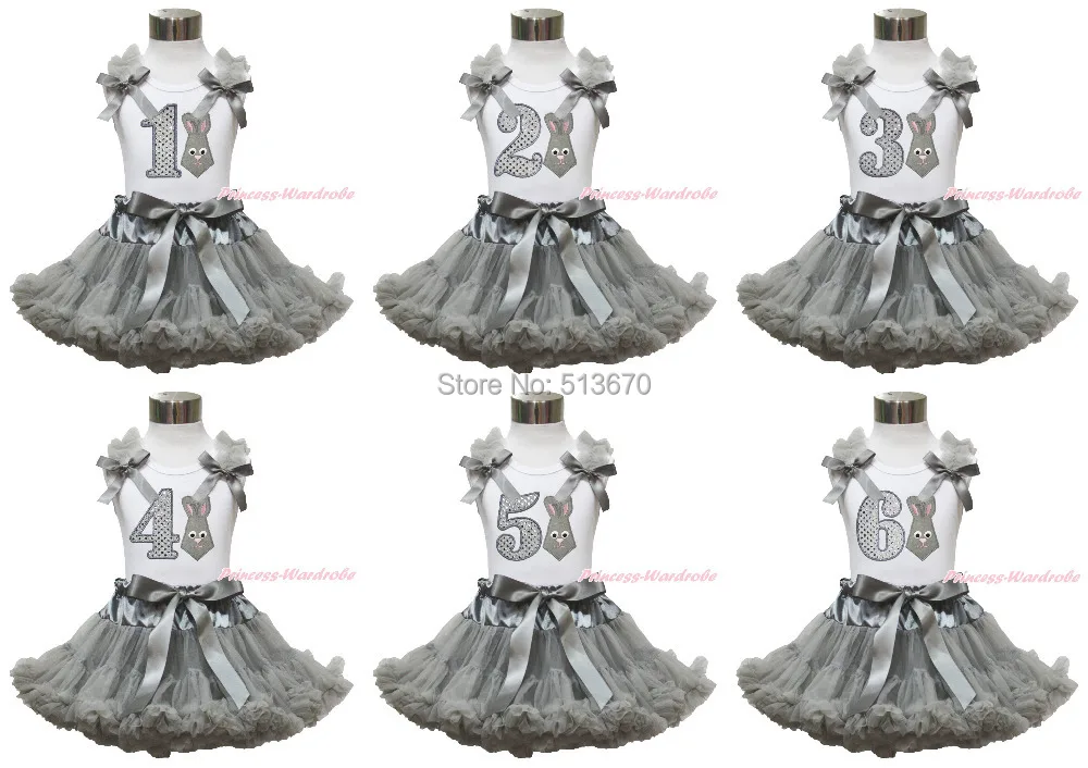 

Easter Gray Bunny Neckerchief 1ST 2ND 3RD 4TH 5TH 6TH Birthday White Top Skirt 1-8Y MAPSA0419