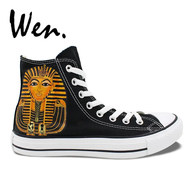 Wen Hand Painted Shoes Design Custom Egyptian Pharaoh Queen High Top