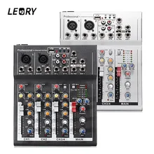 LEORY Professional 4 Channels DJ Mixer Sound Mixing Console With USB MP3 Jack Live Audio Mixer For Karaoke KTV Meeting Speech