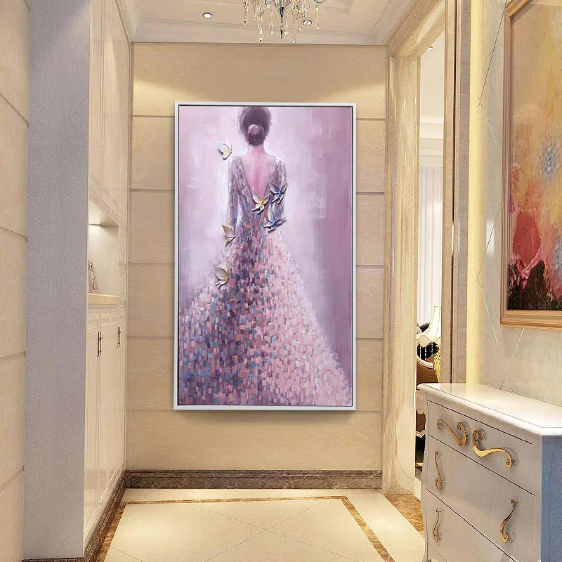 

70*50cm Wedding Dress Diamond Painting, DIY Full Diamond Embroidery for Lady's Back, Household Hanging Decoration, No Frame