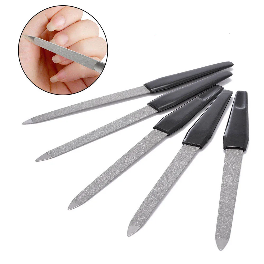 

1/3PCs Plastic Handle Metal Double Sided Nail Files Buffer Professional Nail File DIY Manicure Tips Pedicure Tool Nail Caring