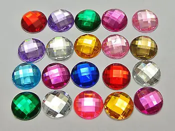 

1000 Mixed Color Acrylic Flatback Rhinestone Faceted Round Gems 12mm No Hole