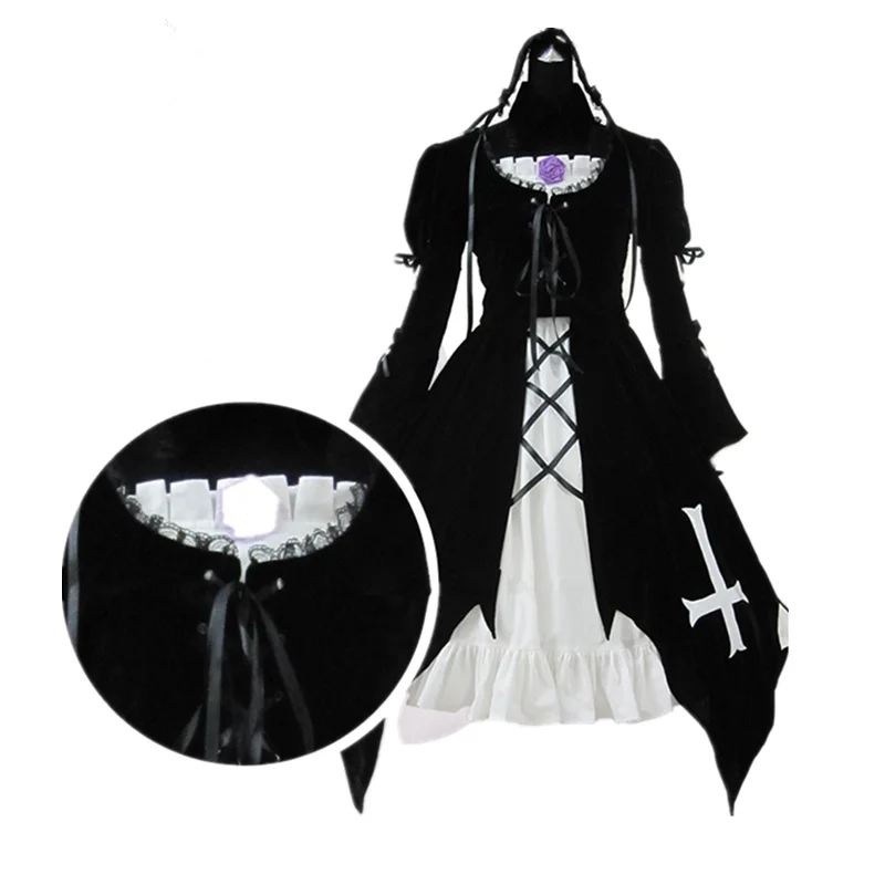 Rozen Maiden 15th Anniversary Suigintou Cosplay Costume Kimono Yukata Full Set