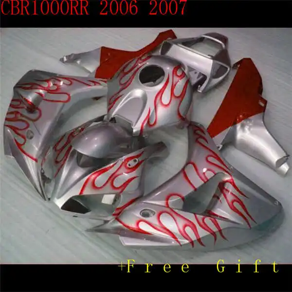 

km hot in silver red molding motorcycle fairing for CBR1000RR 06 07 CBR 1000RR 2006 2007 all glossy orange red fairings set