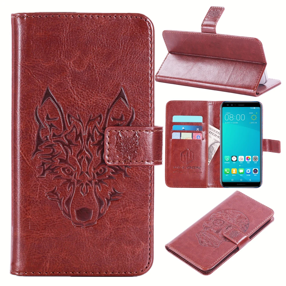 

GUCOON Embossed Skull Wolf Case for Gionee S11 Lite 5.7inch Vintage Protective Phone Shell Fashion Cool Cover Bag