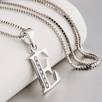 

YFN 925 Sterling Silver E Letter Necklace For Women Man Necklace Choker Alphabet E Pendant 18Inch Chain Wholesale