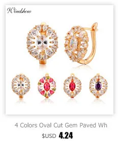 4Colors Five Petal Flower Paved Pear CZ Crystals Huggies Small Hoops Earrings for Women Yellow Gold Color Jewelry New