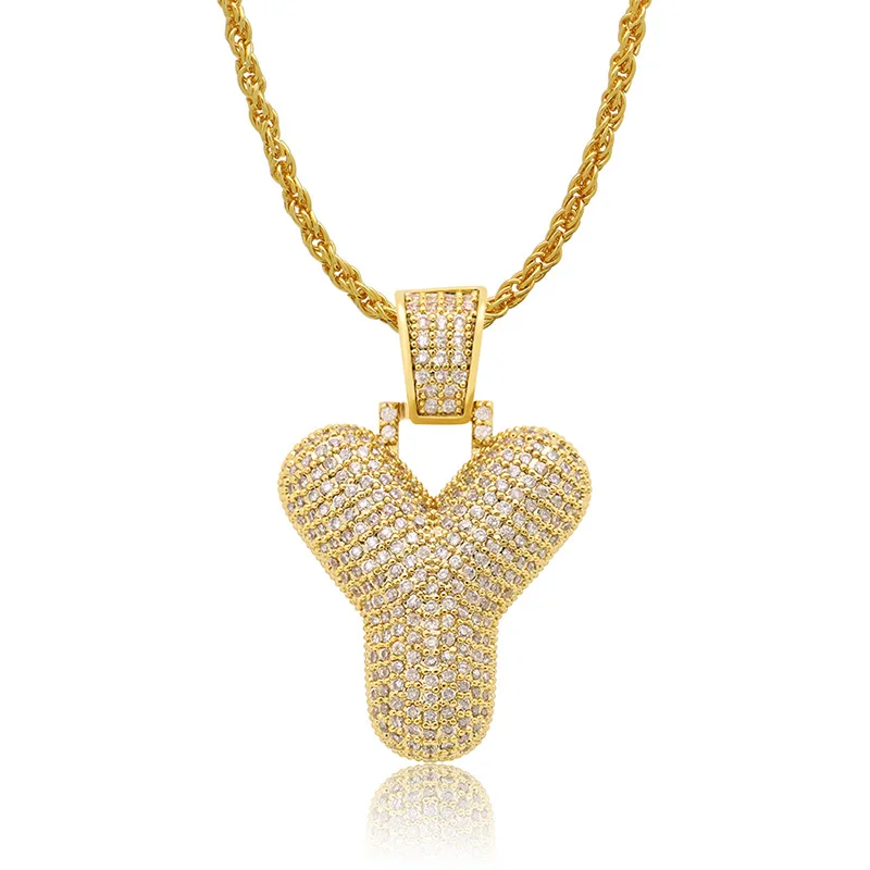Lucky Sonny Hip Hop Men Initial Necklace Fashion Solid Gold Color Filled Diy Bubble Letter Y Necklace Chain Charm Unisex Jewelry Pendant Necklaces Aliexpress