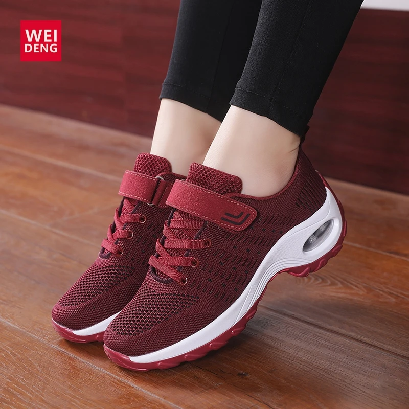 

WeiDeng Casual Air Mesh Shoes Woman Autumn New Arrival Wedges Non Slip Increased Wearable Breathable Tenis Feminino 36-42
