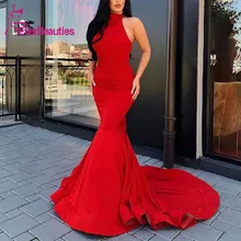 Long Mermaid Evening Dresses Satin Robe De Soiree 2019 Halter Neck Evening Party Dresses Formal Dress Long Mermaid Evening Dresses Satin Robe De Soiree 2019 Halter Neck Evening Party Dresses Formal Dress