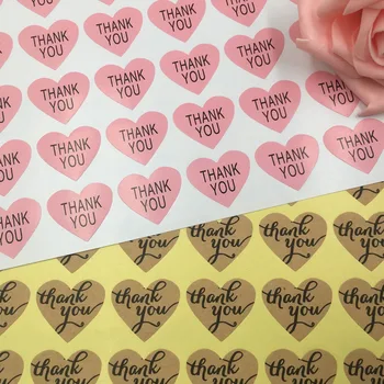 

1200pcs Heart Label Thank You Sticker Kraft/Pink Paper Cookie Baking Decoration Sealing Stickers Children Stationery/Toy Sticker