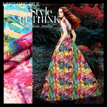 

SILK LINEN FABRIC 14m/m Width 55"-140cm30%Silk Fabric+70%Linen Dress Fabric Pattern Patchwork Fabric Printed Origami Pattern