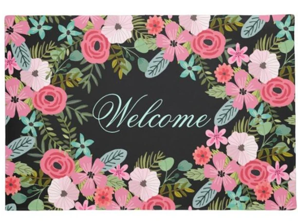 Elegant Floral Welcome Mats for Front Door Stylish Colorful Flower Blossom Doormat Modern Floor Entrance Indoor Anti Slip Rug | Дом и сад