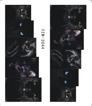

LCJ 1 pcs Black Colors DIY Cat Mixed Nail Sticker Children Lovely Styles Water Decals Temporary Tattoos