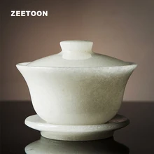 120 мл бутик натуральный сует белый нефрит Gaiwan чайные наборы ручной работы чайник с резьбой крышкой чаша и блюдце Mster чашка Крышка Чаша супница