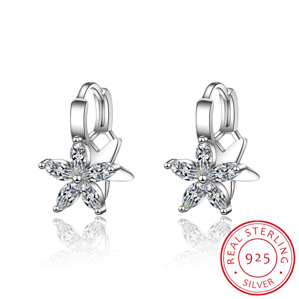 

Flower Earrings Vintage 925 Sterling Silver Double Star Wedding Birthday Party Ear Stud Earring Valentine's Day Fine Jewelry