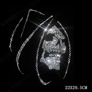 

22*29.5cm 10piece/lot bling stone crystal hotfix rhinestones motif heat transfer design iron on The Grim Reaper