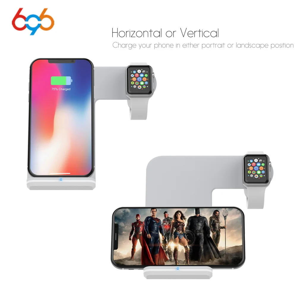 

696 F11 2 in 1 Fast Charging Wireless Charger for Apple watch 2 3 Qi Wireless charger For iPhone X 8 Plus For SamsungS9 S8 note8