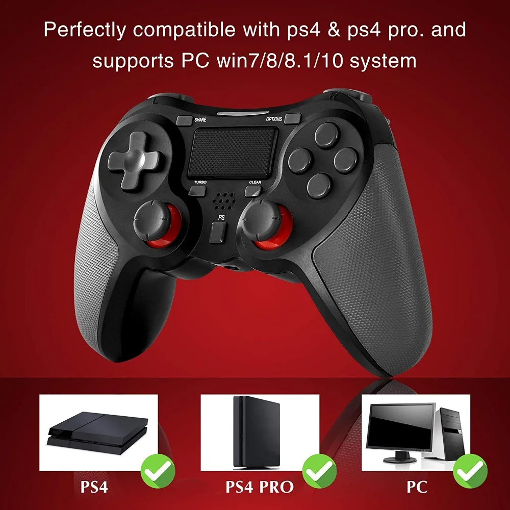 Для sony PS4 беспроводной контроллер геймпад контроллер с двойной вибрацией и пусковыми кнопками для playstation 4 и Windows