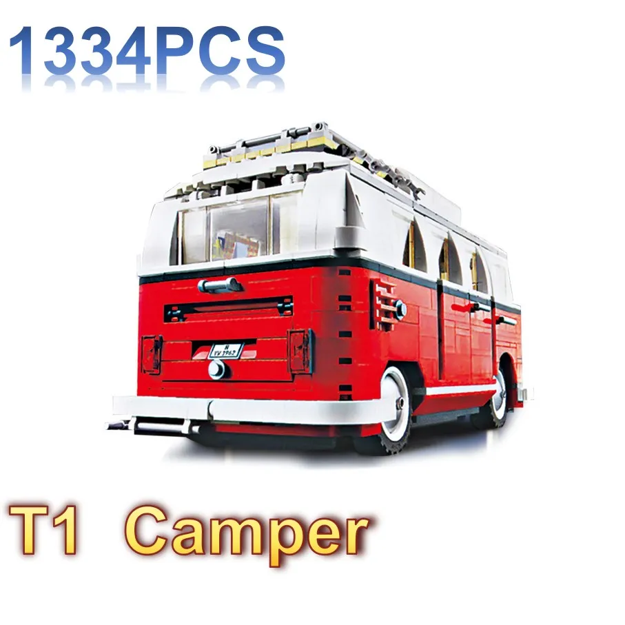 

1334PCS Legoing Technic Assemble T1 Camper Model Set Building Blocks Toys For Children Legoings Creators Car Kids Gifts Toys