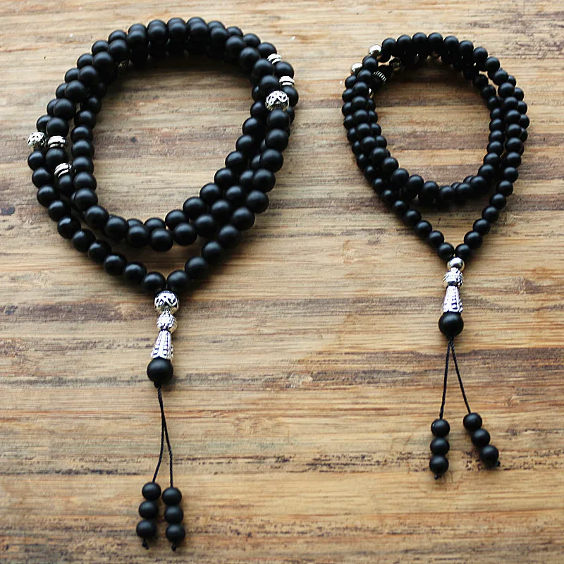 8mm and 6mm black beads with Alloy charm Shape 99 Prayer Beads Islamic