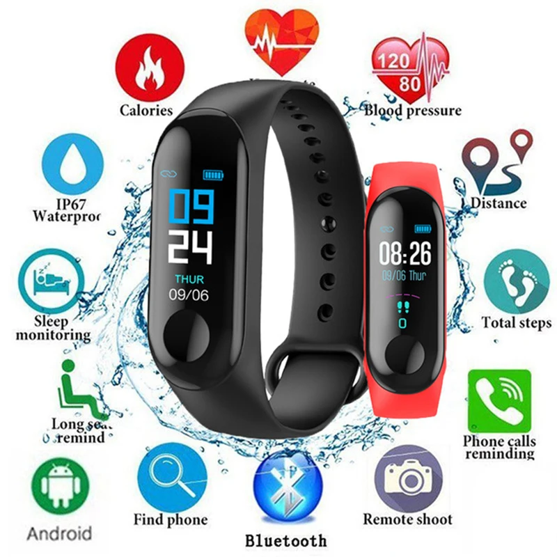 

Fitness Bracelet Blood Pressure Outdoor IPS Screen Heart Rate Monitor Life Waterproof Smart M3 Wristbands PK Mi Band 3 Reloj