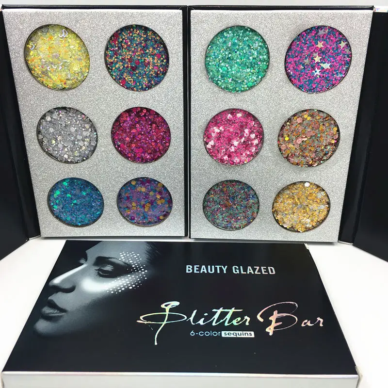 

Beauty Glazed 6 Colors Pressed Glitter Bar Diamond Unicorn Eyeshadow Palette Ultra Shimmer Eye Shadow Pallete Maquiagem