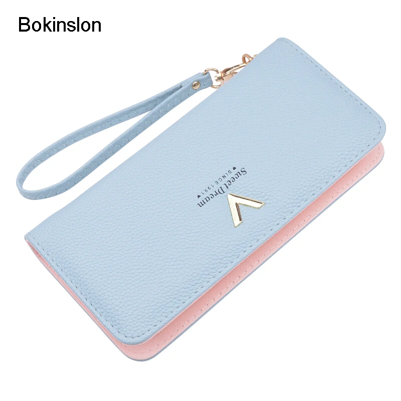 

Bokinslon Women Long Section Zipper Wallet PU Leather Small Fresh Ladies Fashion Purse Large Capacity Practical Wallet Woman